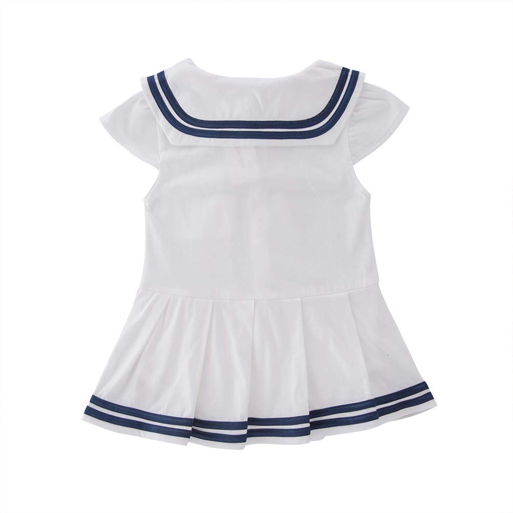 Lxkikmm Baby Girl Nautical Dress Sailor Suit Jumpsuit Romper With Hat, White 3-6 Months