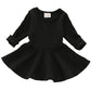 Csbks Toddler Baby Girls Long Sleeve Cotton Dress Solid Ruffle Tops 3T Black
