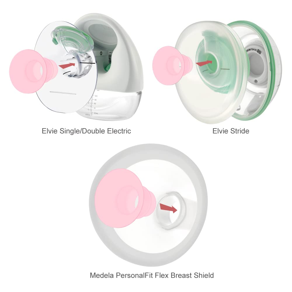 Maymom 17Mm Flange Insert Pink Compatible With Elvie Single/Double Electric, Elvie Stride Cup (24Mm), Compatible With Medela Per