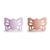 Frigg Butterfly Anatomical Silkysoft Silicone Baby Pacifier | Made In Denmark | Bpa-Free (Soft Lilac/Pretty In Peach, 0-6 Months