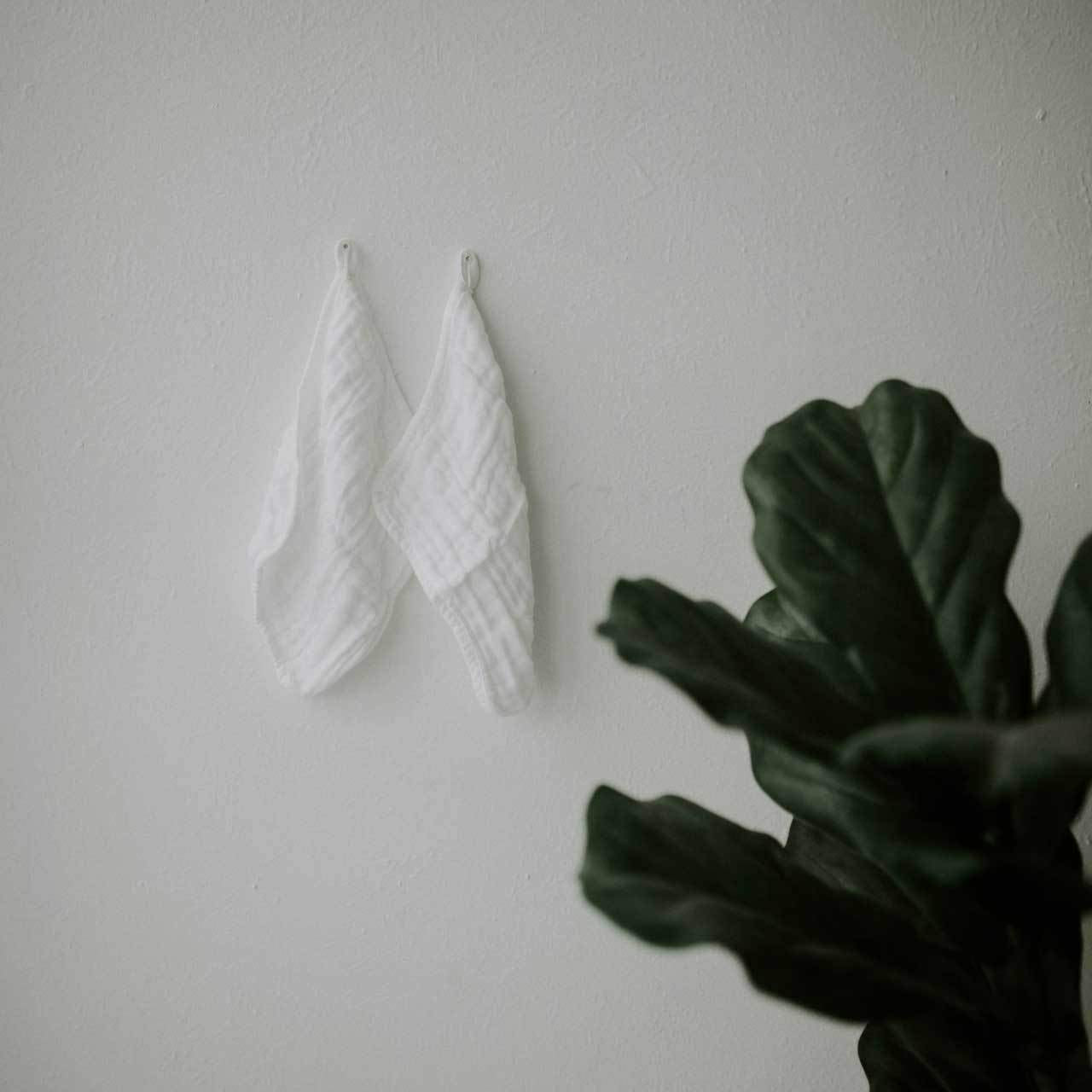 Parker Baby Washcloths - 6 Pack Of 100% Cotton Muslin Wash Cloths - Soft, Absorbent And Natural - White