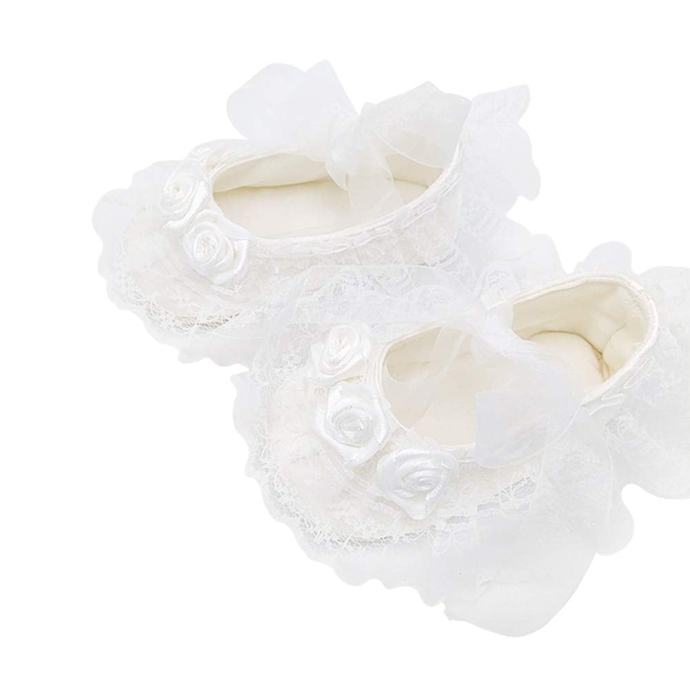 Glamulice White Baby Girls Flower Christening Baptism Dress Formal Party Special Occasion Dresses For Toddler 6-12 Newborn Girl