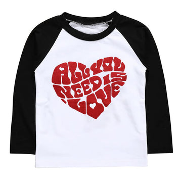 All You Need Is Love T-Shirt Girls Valentine'S Day Shirt Toddler Red Heart Tees Long Sleeves Gift 2T
