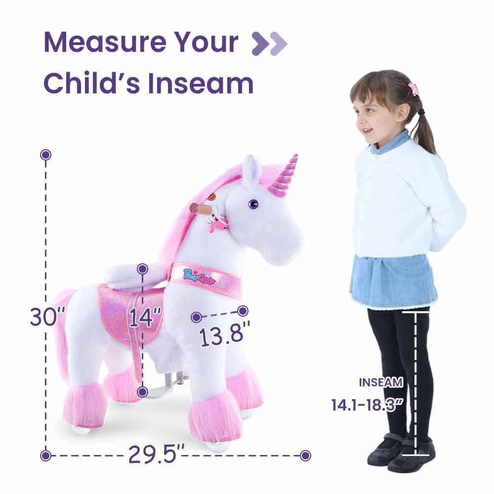 PonyCycle Official Classic U Series Ride on Horse Toy Plush Walking Animal Pink Unicorn Size 3 for Age 3-5 Ux302