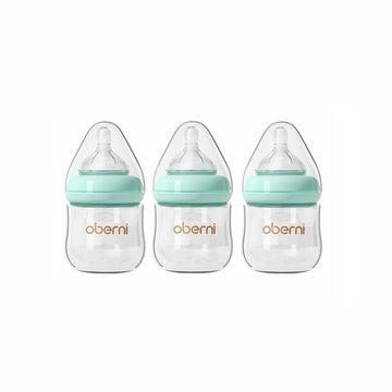 Glass Baby Bottles, Newborn Baby Bottle 4Oz/120Ml With Slow Flow Breast-Like Nipple For 0+, Anti Colic, Bpa Free, Blue/3Pack