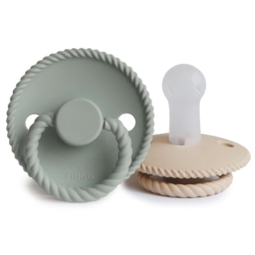 Frigg Rope Silkysoft Silicone Baby Pacifier | Made In Denmark | Bpa-Free (Sage/Croissant, 6-18 Months)