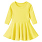 Gsvibk Baby Girls Cotton Dress Toddler Solid Dresses Girl Casual Ruffle Dresses 476 Yellow 110