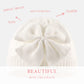 Jangannsa Winter Warm Knitted Baby Hat For Girls Cotton Lined Infant Toddler Hat Autumn Cute Bow Classic Girls Beanie 0-6Y(M,Whi