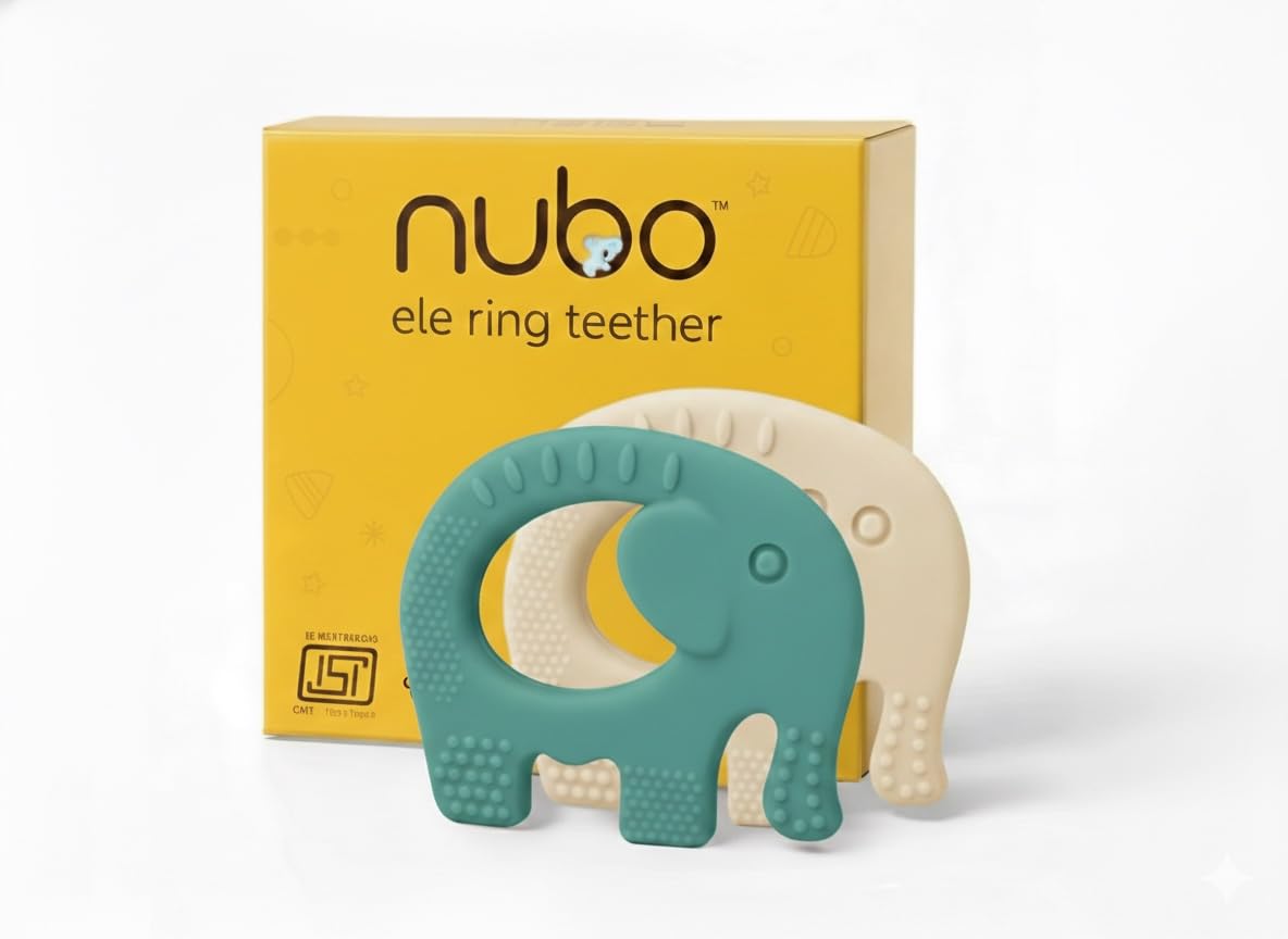Nubokind Silicone Baby Teether Ring Set | Bis Certified MultiTextured Soft Chew Toy For Newborn | For 3, 6, 9, 12 Months + | Bp