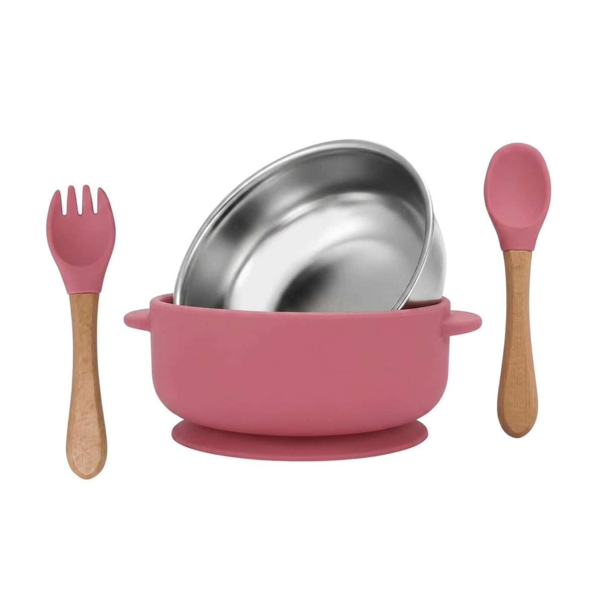 RENVA Stainless Steel Baby Bowls with Suction, 2in1 SUS304 Toddlers & Removable Silicone Suction Kids Bowl Anti Scald Non Toxi