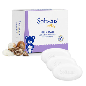 Softsens Baby Soap - Milk Bar Soap, With Natural Milk Cream & Shea Butter 300G (100G X 3) (Value Pack Of 1)