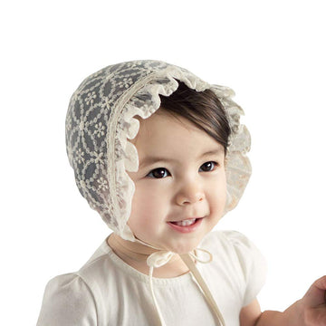 Baby Girl Toddlers Breathable Lacy Bonnet Eyelet Cotton Adjustable Sun Protection Hat