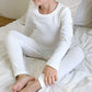 Kisbini Toddler Girls Boys Pajamas Basic Solid Color Cotton Sleepwear Soft Long Sleeve Pjs 2Pcs Set White
