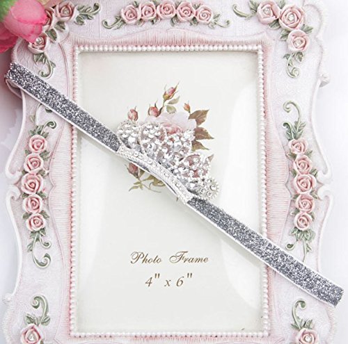 Xichenbaby Girls Crown Headband Newborn Princess Head Band Headdress Elastic Hair Band (Crystal -2Pack)