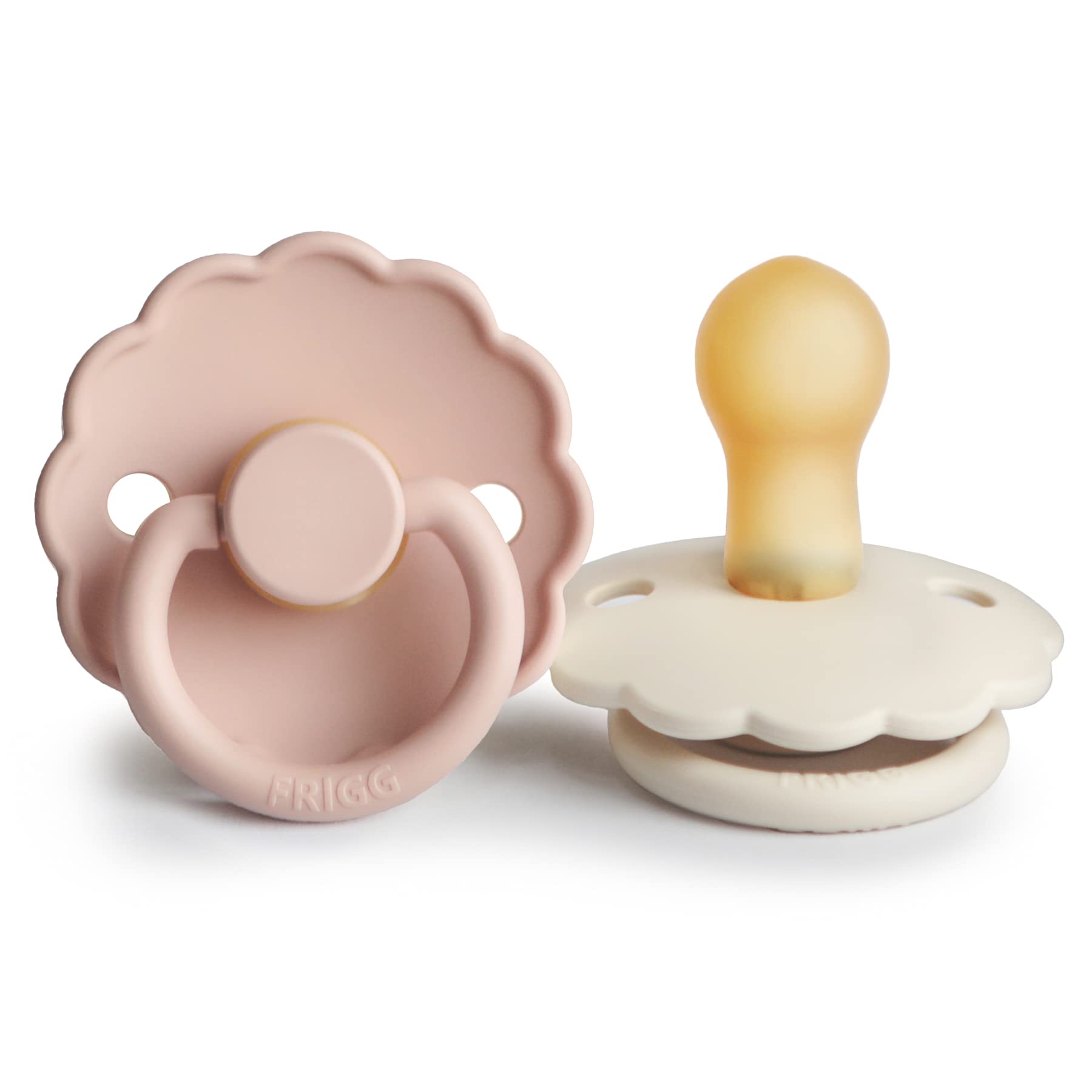 Frigg Daisy Natural Rubber Baby Pacifier | Made In Denmark | Bpa-Free (Blush/Cream, 0-6 Months) 2-Pack