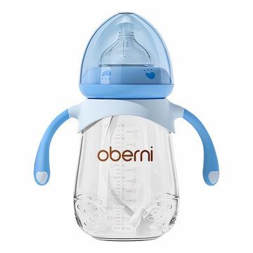 Oberni Baby Bottles, Anti Colic Breastfeeding Bottles with Medium Flow Nipples Size +, Wide Neck Baby Bottle for Babies, Newborn