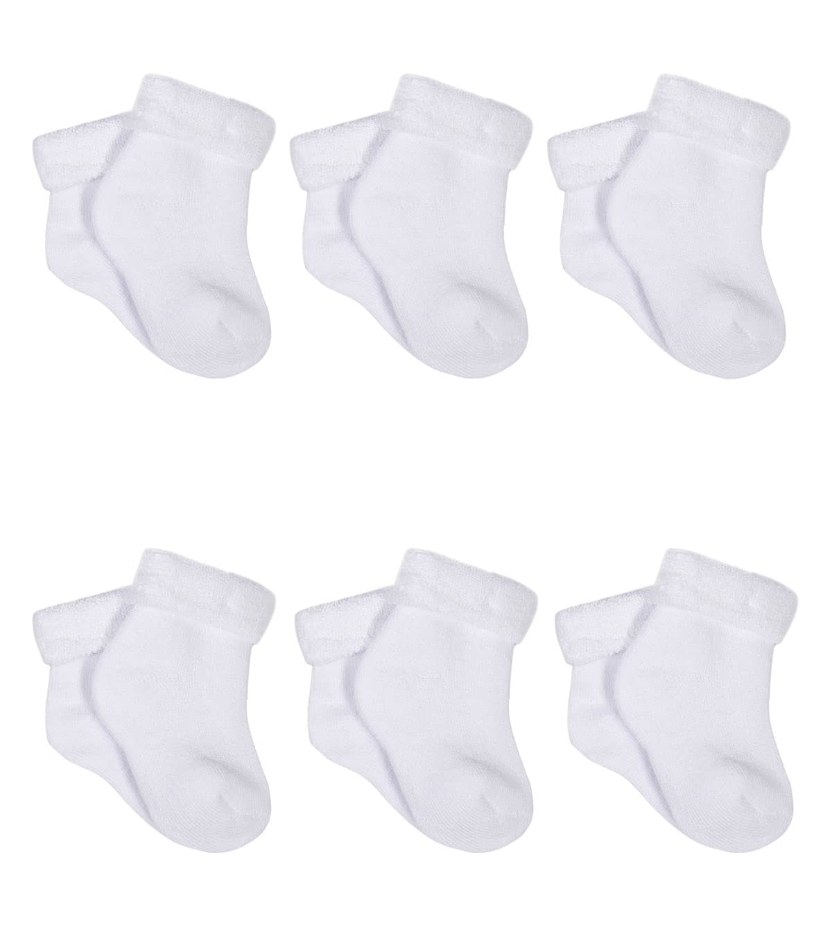 Gerber Baby 6-Pair Sock, White, 6-9 Months