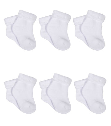 Gerber Baby 6-Pair Sock, White, 6-9 Months