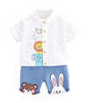 Bold N Elegant Boys Jungle Friends Half Sleeve Cotton Printed Shirt & Denim Shorts For Infant Toddler Tween Boys (34 Years, Whi