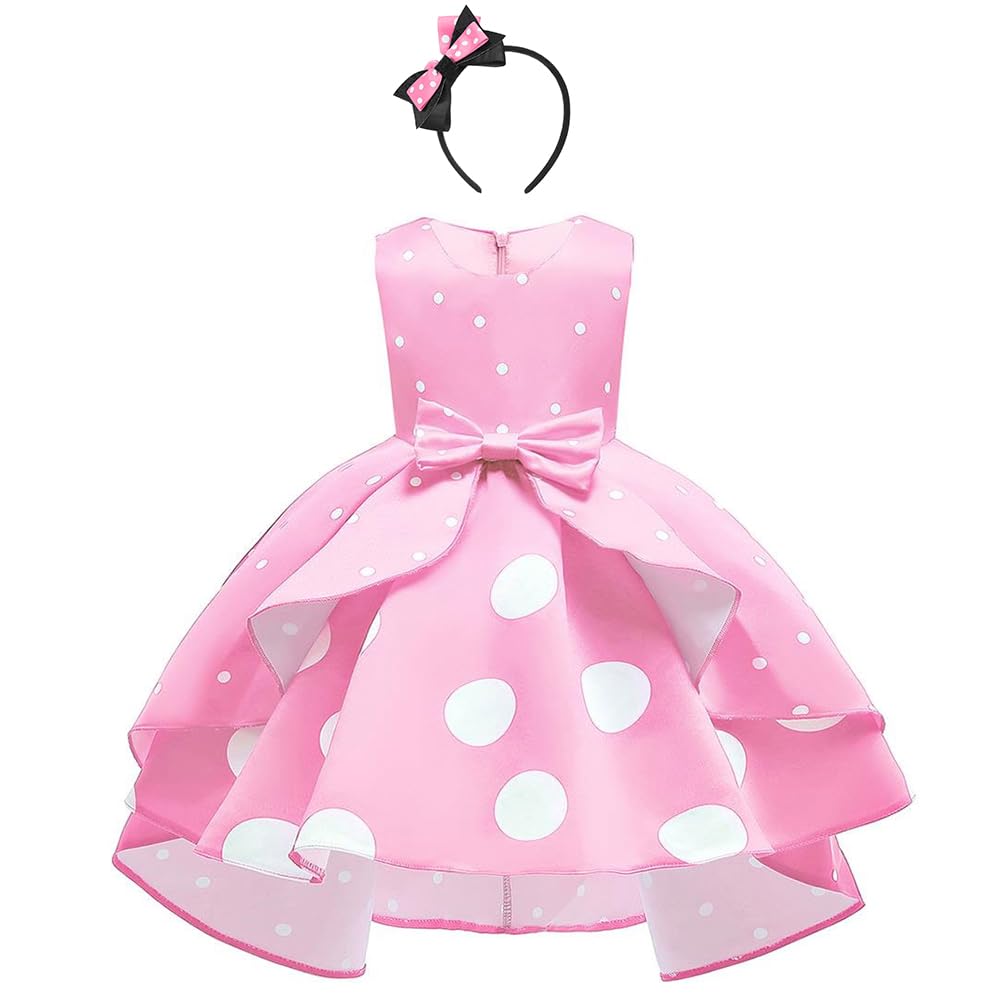 Girls Polka Dot Halloween Christmas Princess Party Cosplay Pageant Fancy Costume Tutu Birthday Dress Up+ Mouse Ears Headband Vac