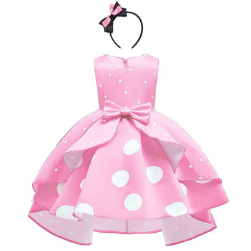 Girls Polka Dot Halloween Christmas Princess Party Cosplay Pageant Fancy Costume Tutu Birthday Dress Up+ Mouse Ears Headband Vac