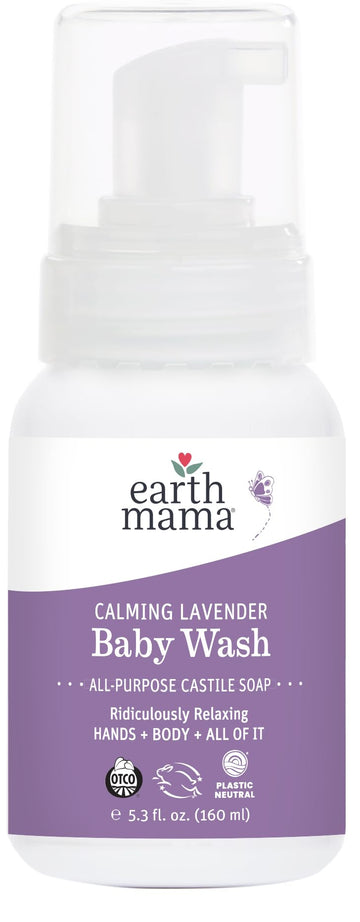 Earth Mama Calming Lavender Baby Wash Liquid Foaming Hand Soap, Organic All-Purpose Lavender Body Wash For Sensitive Skin, Casti