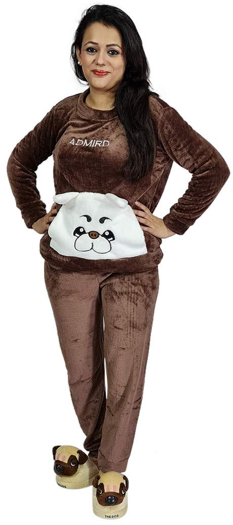 MUKHAKSH (Set = 2 Pieces Girls Winter Woolen Warm White Cat Brown Night (1516 Years)