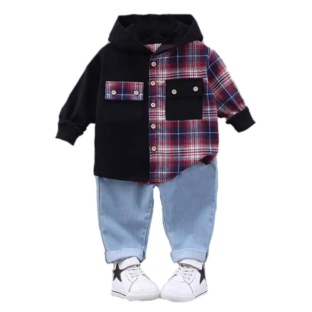 Bold N Elegant Cotton Printed Dinosaur Kids Winter Full Sleeve TShirt Sweatshirt With Jacket & Jeans Pant 3 Piece Party Dress F