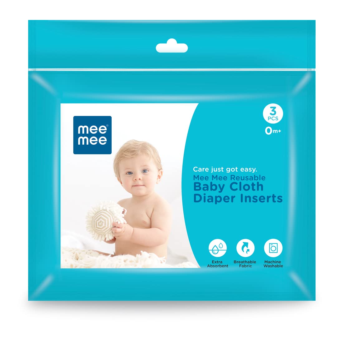 Mee Mee Reusable Baby Cloth Diaper Inserts | Washable Nappies For Cloth Nappies | Super Absorbent Nappy Pads (3 Pcs)