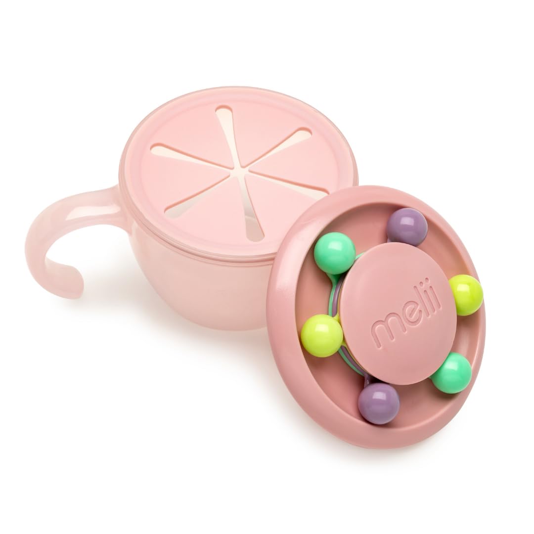 Melii Abacus Snack Container With Lid For Kids Toddlers And Baby (Pink)