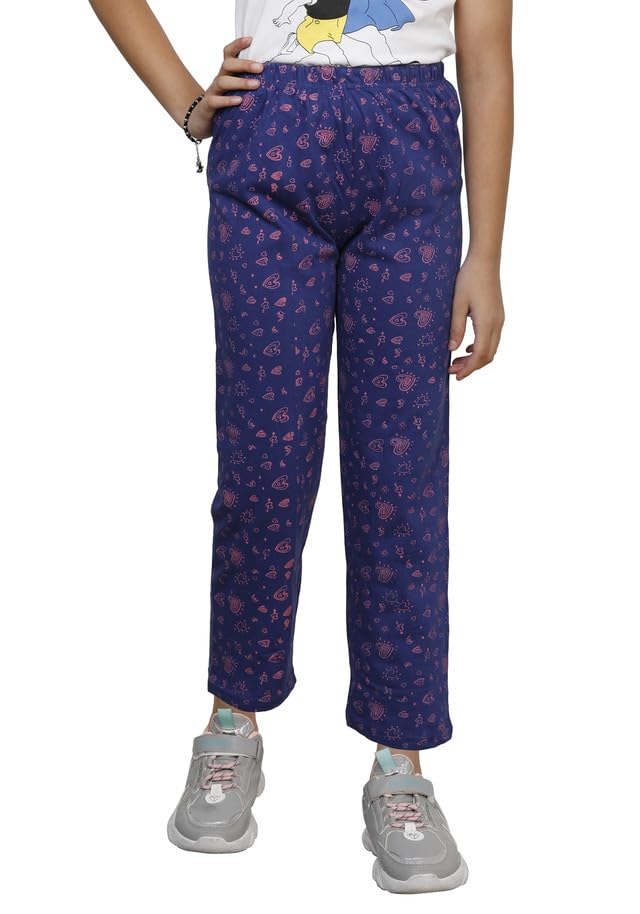 Girls Printed Cotton Regular Fit Pyjamas Lower (Pack of 1) Blue