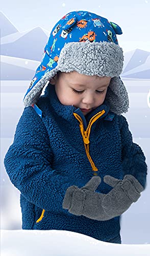 Baby Toddler Mittens Boys Girls Winter Outdoor Gloves Kids Easy-On Fleece Warm Mittens Black Blue Navy 3 Pairs M(1-2 Years)
