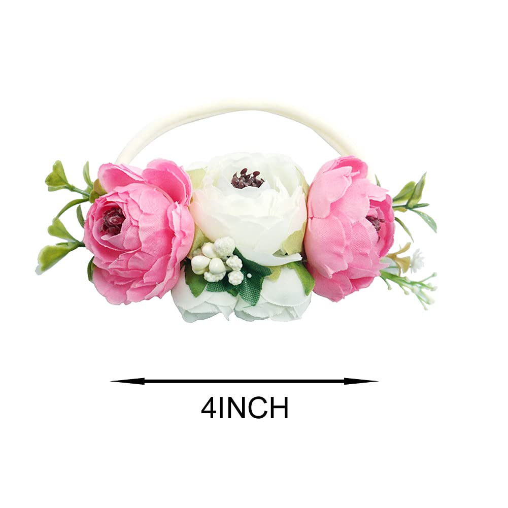 Bgfks Baby Girl Tutu Dress Elegant Lace Pom Pom Flutter Sleeve With Flower Headband Set(Pink,12 Months)