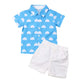 Visgogo Toddler Baby Boy Flamingo Short Sleeve Button Down Shirt & Casual Shorts Set Summer Outfits 1-6 Years Clothes
