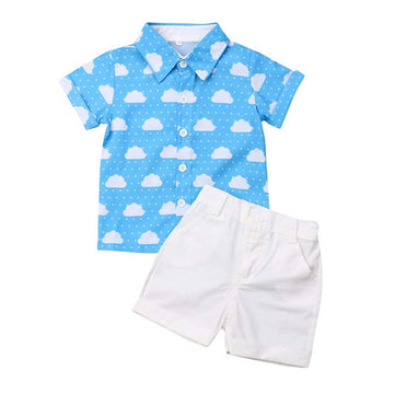 Visgogo Toddler Baby Boy Flamingo Short Sleeve Button Down Shirt & Casual Shorts Set Summer Outfits 1-6 Years Clothes