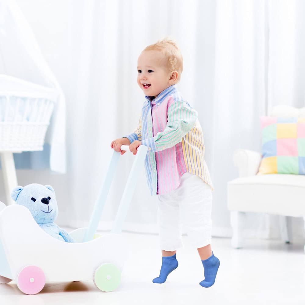 Tphon Non Slip Toddler Socks 12 Pairs Infant Baby Kids Grip Socks For Boy Girls Anti Skid Ankle Socks For 5-7 Year Children