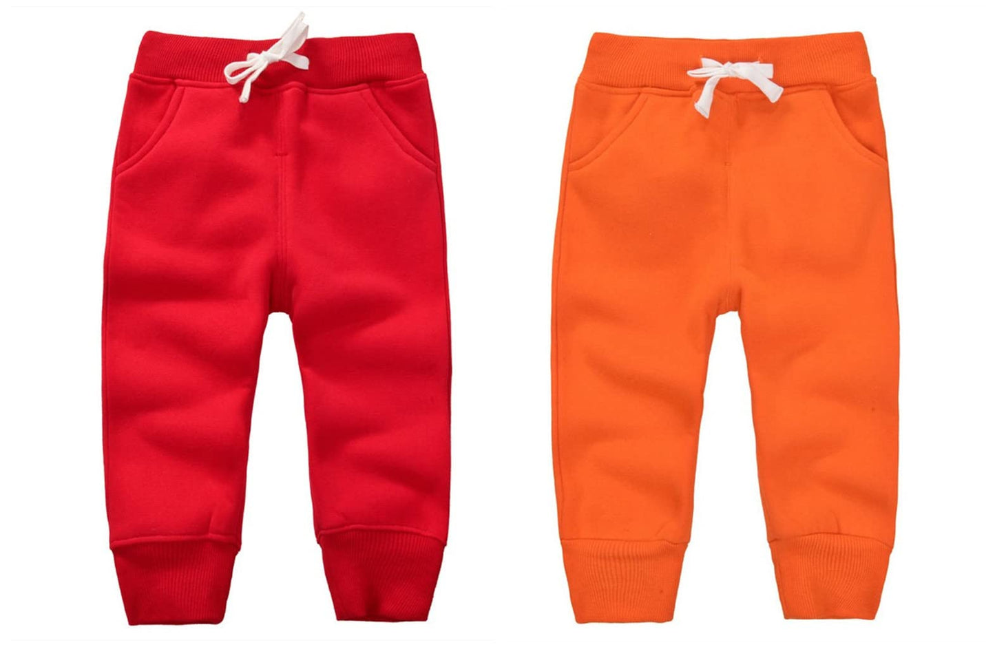 Cuteon Unisex Toddler Jogger Pants Kids Cotton Elastic Waist Winter Baby Sweatpants Pants 2Year Red&Orange