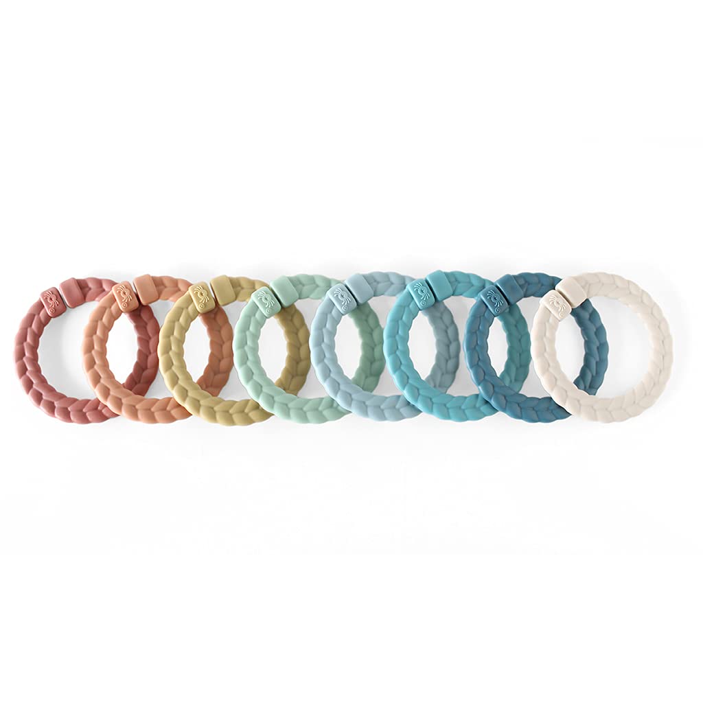 Itzy Ritzy Linking Ring Set; Set of 8 Braided, Rainbow-Colored Versatile Linking Rings; Attach to Babys Car Seat, Stroller & Ac
