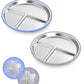Stainless Steel Baby Plates With Suction,9    Divided Plate Silicone Sleeve For Kids ,Metal Toddler Plates BPA Free Stainless St