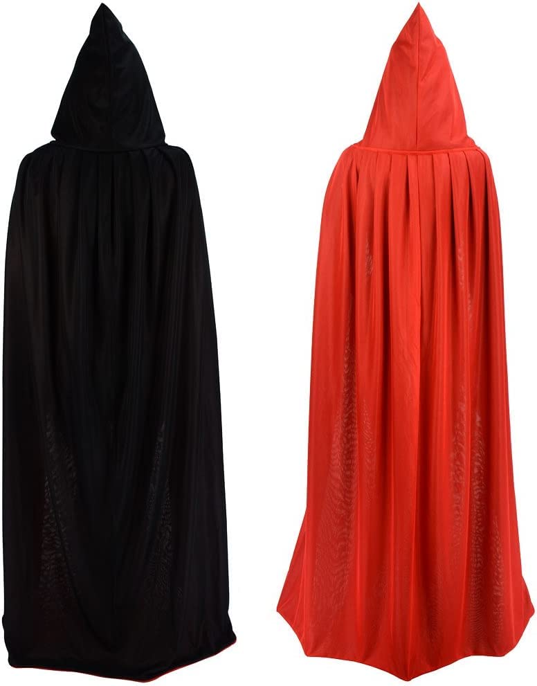Gardeningwill Double Face 47' Red Black Hooded Cloak Goth Vampire Priate Cape
