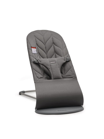 BabyBjrn Bouncer Bliss, Anthracite, Woven, Petal Quilt | 2-in-1 Adjustable Baby Bouncer Seat and Toddler Chair, Newborn to Toddl