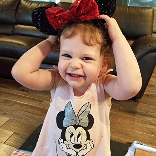 Clgift Sparkling Minnie Ears Collection: Red Sequined, Rainbow, Silver, Gold, And Blue Designs