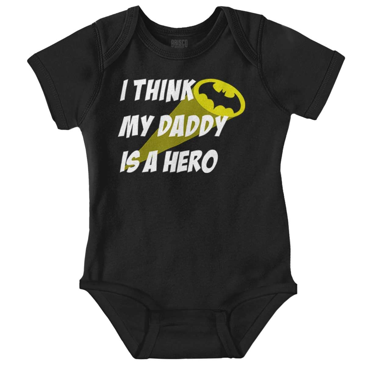 Brisco Brands I Think My Daddy Is A Hero Superhero Baby Romper Boys Or Girls