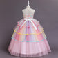 Izkizf Girls Unicorn Costume Flower Princess Long Maxi Tulle Dress W/Headband Birthday Party Halloween Carnival Cosplay Outfits
