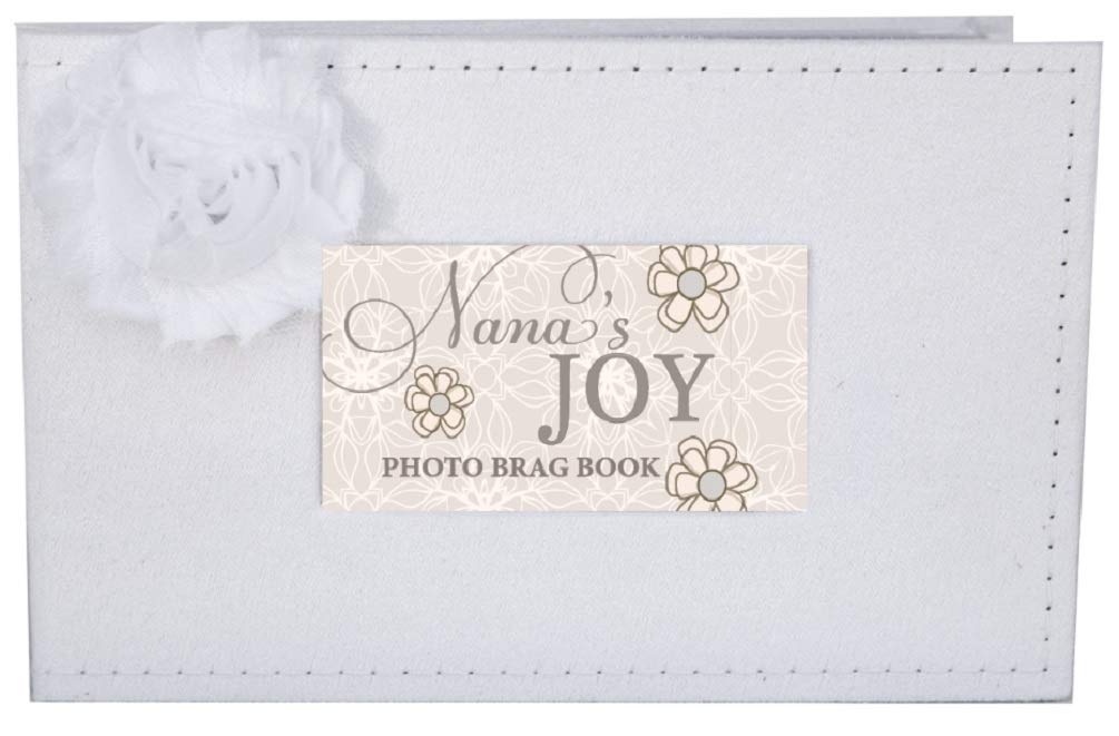 The Grandparent Gift Co. Nana Joy Grandchildren Photo Album, 5X7 Faux Suede With White Flower Accents, Holds 32 4X6 Images, Post