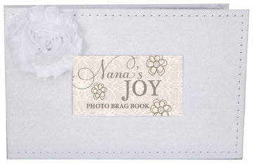 The Grandparent Gift Co. Nana Joy Grandchildren Photo Album, 5X7 Faux Suede With White Flower Accents, Holds 32 4X6 Images, Post