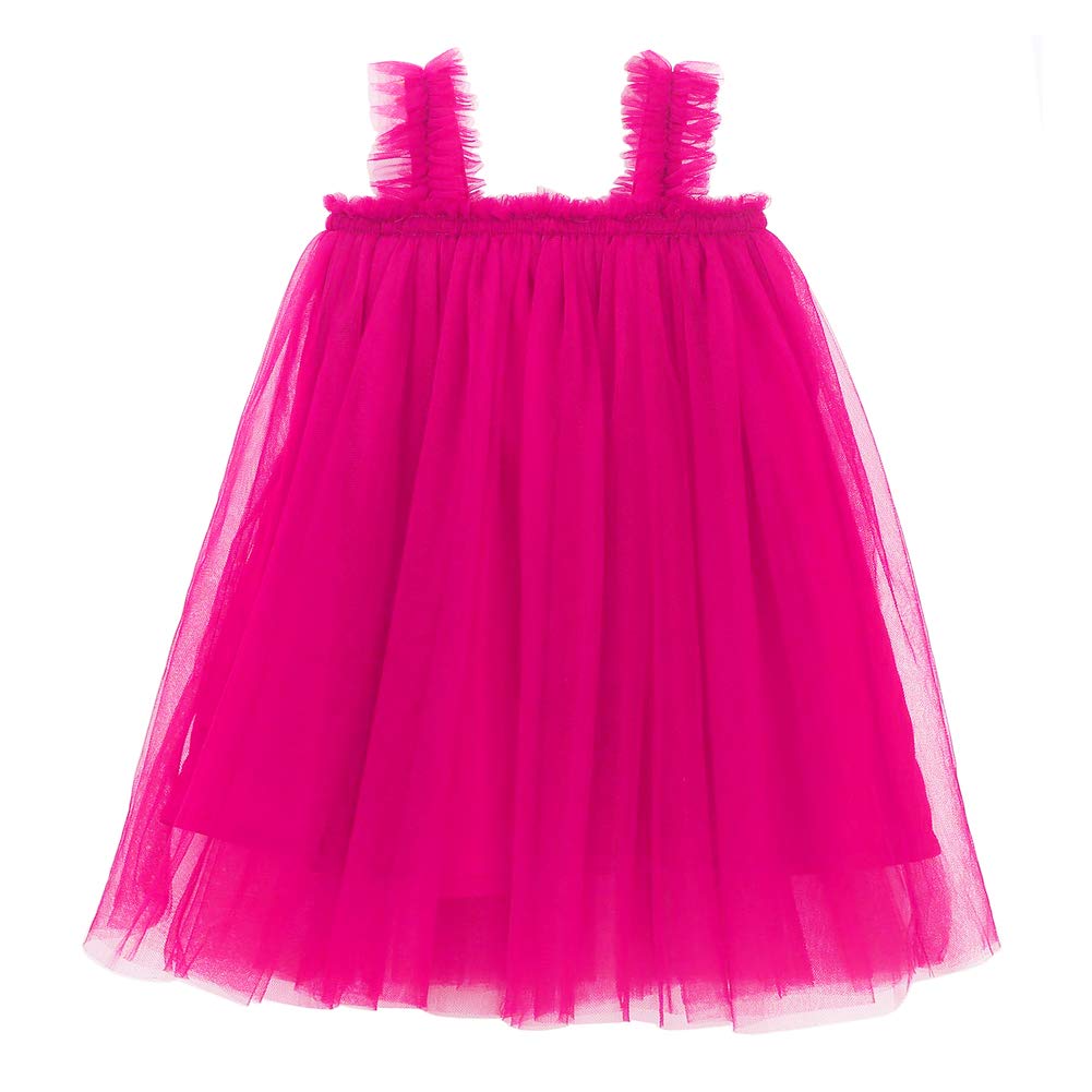Bgfks Layered Tulle Tutu Dress For Toddler Girls,Baby Girl Rainbow Tutu Princess Skirt Set With Flower Headband.(Hot Pink,12 Mon