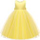 Toddler Girl Birthday Yellow Dress, Party Wedding Flower Christmas Earster Sleeveless Floor Length Tutu Tulle Dance Gown 3-4 Yea