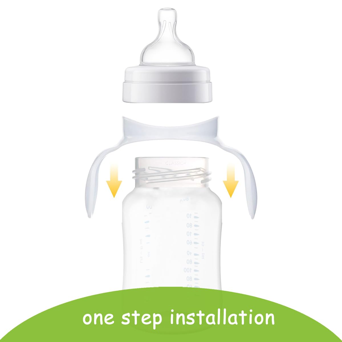 Romirus Replacement Bottle Handles Compatible With Avent Anti-Colic Bottle Series (White & Blue, 4 Pack)