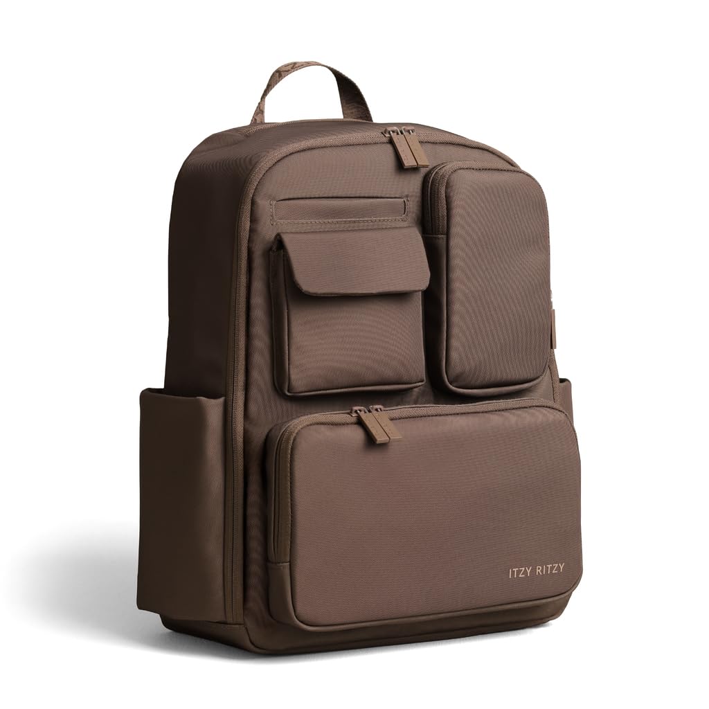 Itzy Ritzy Utility Diaper Bag Backpack - Features 17 Pockets (Including 2 Insulated Bottle Holders) & Trolley Sleeve And Include